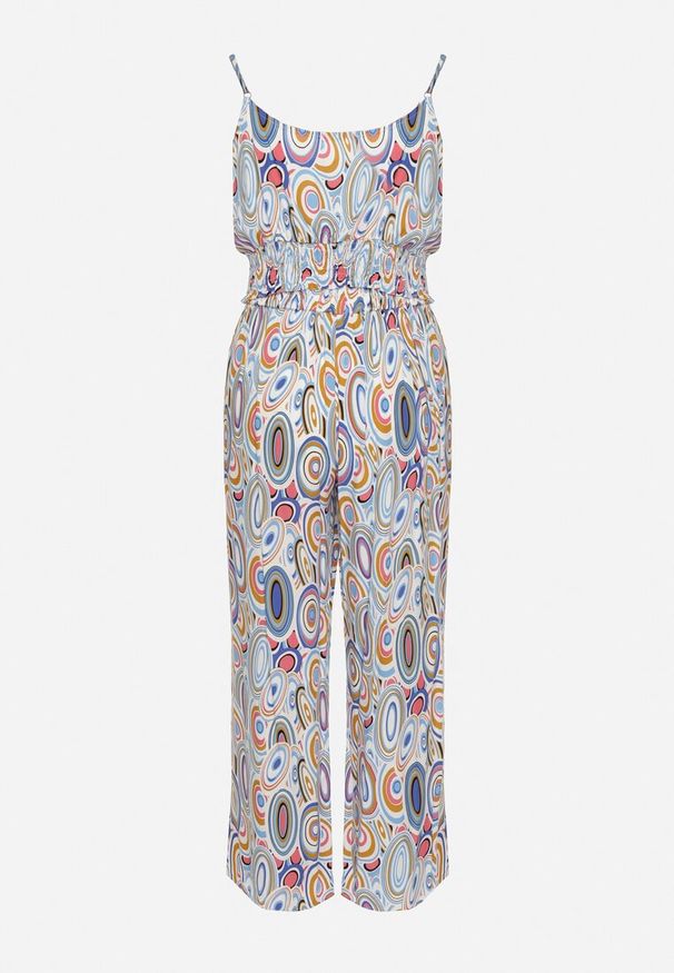 Born2be - Niebieski Boho Komplet z Wiskozy Top na Ramiączkach z Gumką Szerokie Spodnie Palazzo Lereri. Kolor: niebieski. Materiał: wiskoza
