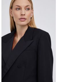 Polo Ralph Lauren Marynarka wełniana 211815087001 kolor czarny dwurzędowa gładka. Okazja: na co dzień. Typ kołnierza: polo. Kolor: czarny. Materiał: wełna. Wzór: gładki. Styl: casual, klasyczny #5