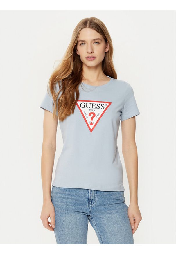 Guess T-Shirt W1YI1B I3Z14 Niebieski Slim Fit. Kolor: niebieski. Materiał: bawełna