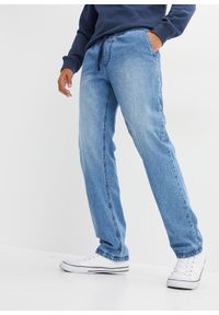 bonprix - Dżinsy termiczne regular fit z gumką w talii, na podszewce z flaneli, prosta nogawka. Kolor: niebieski #1