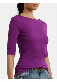 Lauren Ralph Lauren - LAUREN RALPH LAUREN Bluzka 200654963192 Fioletowy Slim Fit. Kolor: fioletowy. Materiał: bawełna #4