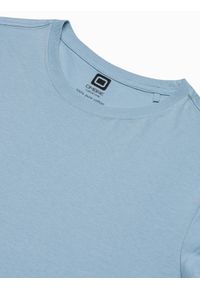 Ombre Clothing - T-shirt męski bawełniany BASIC - jasnoniebieski V19 S1370 - XXL. Kolor: niebieski. Materiał: bawełna. Styl: klasyczny