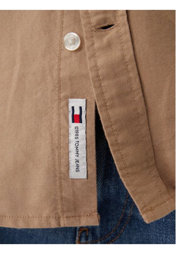 Tommy Jeans Koszula Oxford DM0DM22836 Beżowy Regular Fit. Kolor: beżowy. Materiał: bawełna