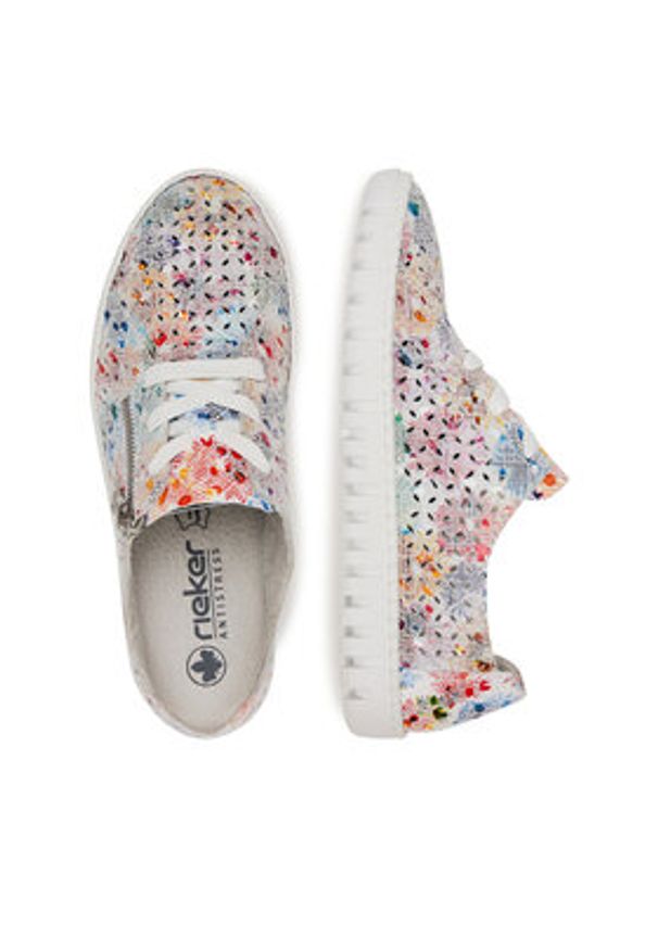 Rieker Półbuty M2306-90 Biały. Kolor: biały. Materiał: skóra, zamsz