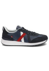 Granatowe Sneakersy Rieker Wygodne Buty Męskie. Okazja: na co dzień. Kolor: niebieski. Materiał: zamsz, materiał, tkanina. Szerokość cholewki: normalna #3
