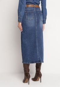 Born2be - Granatowa Spódnica Maxi z Bawełnianego Jeansu Elhali. Kolor: niebieski. Materiał: jeans, bawełna