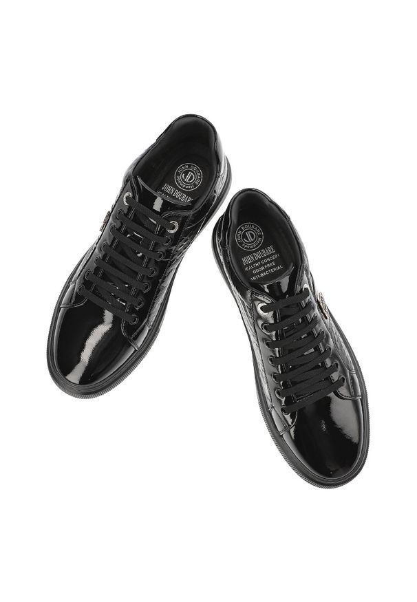 Czarne Sneakersy John Doubare Modne Obuwie Męskie. Okazja: na co dzień. Kolor: czarny. Materiał: skóra, guma