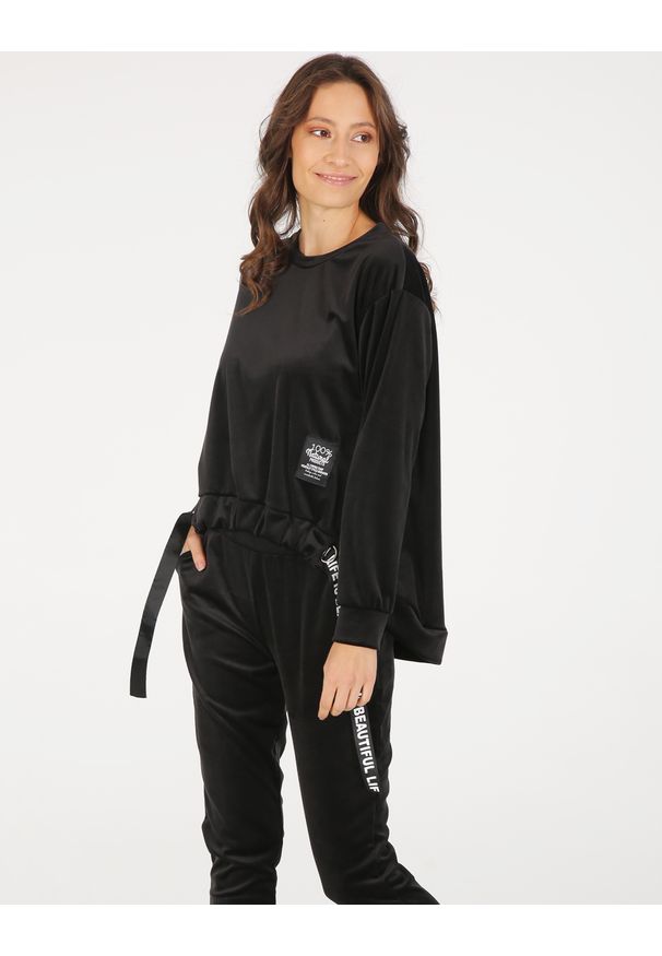 Unisono - WELUROWA BLUZA 20-9480 NERO. Materiał: welur