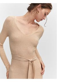 mango - Mango Sukienka dzianinowa Goletabs 57043802 Beżowy Slim Fit. Kolor: beżowy. Materiał: dzianina, wiskoza #3