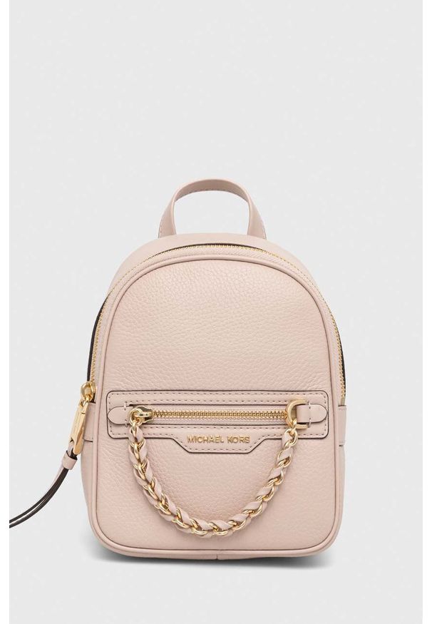 MICHAEL Michael Kors plecak skórzany damski kolor różowy mały gładki. Kolor: różowy. Materiał: skóra. Wzór: gładki