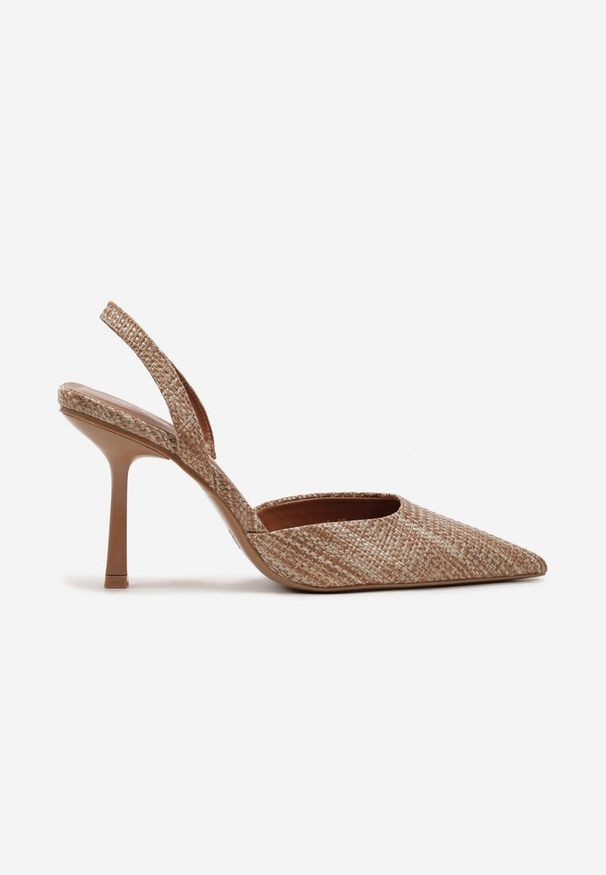 Born2be - Brązowe Sandały z Elegancką Plecionką na Szpiczastym Nosku Serapina. Nosek buta: szpiczasty. Kolor: brązowy. Sezon: lato. Obcas: na obcasie. Styl: elegancki. Wysokość obcasa: średni