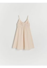 Reserved - Sukienka z dodatkiem lnu - beżowy. Kolor: beżowy. Materiał: len