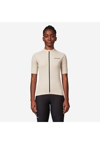 VAN RYSEL - Koszulka szosowa damska Van Rysel Discover krótki rękaw. Kolor: beżowy. Materiał: poliester, materiał. Długość rękawa: krótki rękaw. Długość: krótkie. Sport: kolarstwo #1