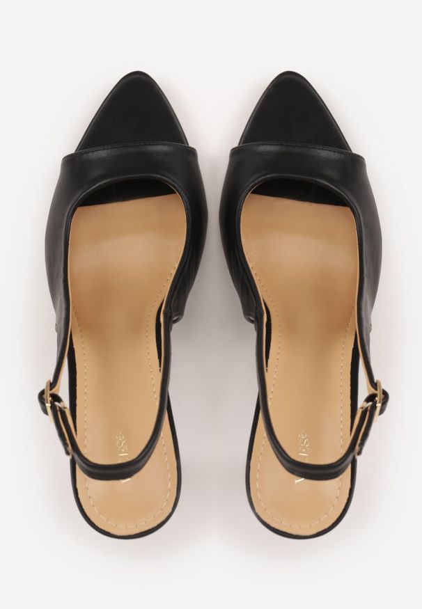 Born2be - Czarne Sandały VICES na Szpilce z Odkrytym Noskiem i Piętą Olopis. Okazja: na co dzień, na ślub cywilny, na wesele. Zapięcie: pasek. Kolor: czarny. Materiał: jeans. Obcas: na szpilce. Styl: casual, elegancki, klasyczny, wizytowy