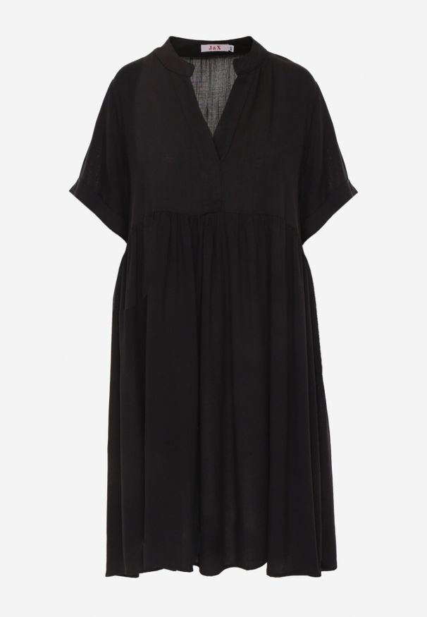 Born2be - Czarna Rozkloszowana Sukienka w Koszulowym Stylu z Bawełny Normae. Okazja: do pracy, na co dzień. Kolor: czarny. Materiał: bawełna. Typ sukienki: koszulowe. Styl: klasyczny, casual