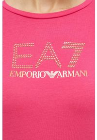 EA7 Emporio Armani longsleeve damski kolor różowy. Okazja: na co dzień. Kolor: różowy. Długość rękawa: długi rękaw. Wzór: nadruk. Styl: casual #4