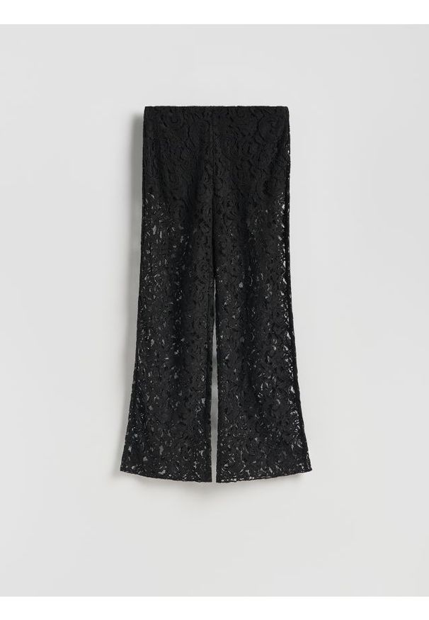 Reserved - Koronkowe spodnie z wiskozą - czarny. Kolor: czarny. Materiał: wiskoza, koronka