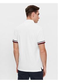 TOMMY HILFIGER - Tommy Hilfiger Polo Monotype Flag MW0MW33585 Biały Slim Fit. Typ kołnierza: polo. Kolor: biały. Materiał: wiskoza