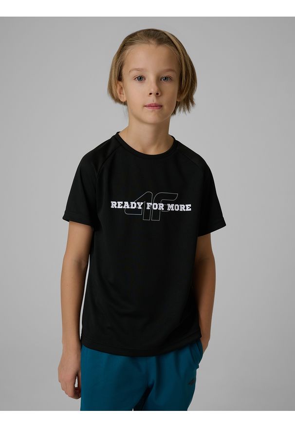 4f - 4F Koszulka sportowa szybkoschnąca chłopięca - czarna 158/164 (12-14 lat). Kolor: czarny. Sezon: lato