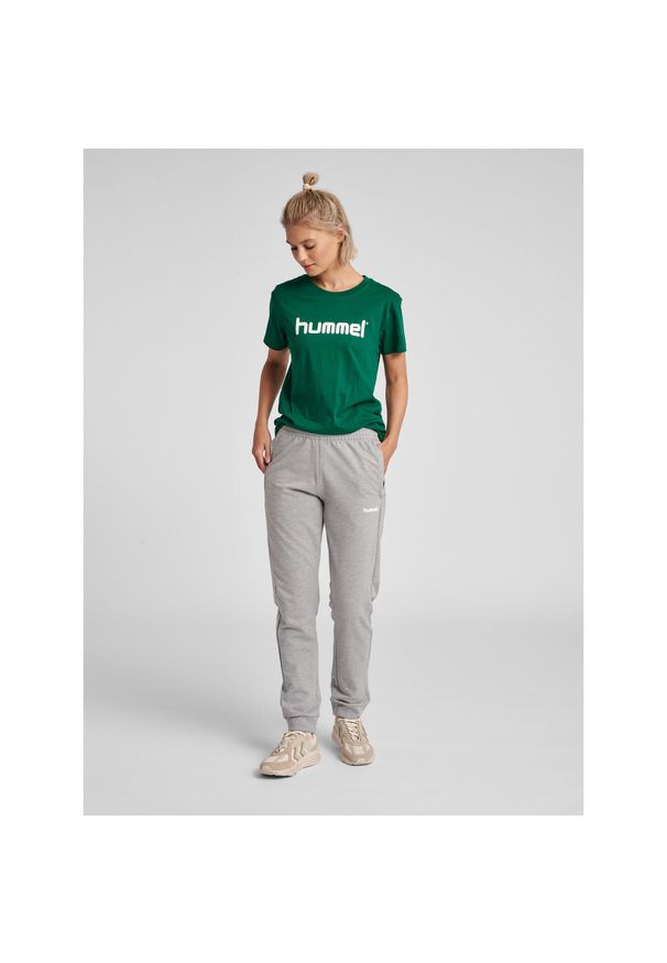 Koszulka sportowa z krótkim rękawem damska Hummel Cotton Logo. Kolor: zielony. Długość rękawa: krótki rękaw. Długość: krótkie