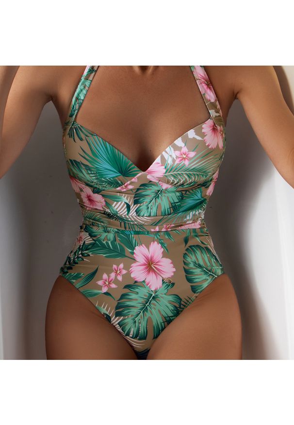 Intica - Strój kąpielowy jednoczęściowy z usztywnieniem na plażę lub basen Kaydence. Kolor: zielony. Materiał: materiał