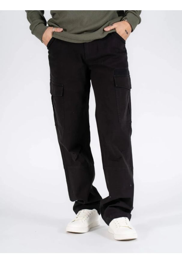 MARCUS - Męskie Spodnie Materiałowe Marcus Gerry Cargo 9098 Black 16-200135. Materiał: materiał