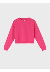 Sinsay - Gładka bluza crewneck - różowy. Kolor: różowy. Wzór: gładki #1