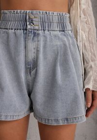 Renee - Niebieskie Jeansowe Szorty Casual z Bawełny Luźne z Gumką w Pasie Illiara. Okazja: na co dzień. Kolekcja: plus size. Kolor: niebieski. Materiał: bawełna, jeans. Długość: krótkie. Styl: casual #8