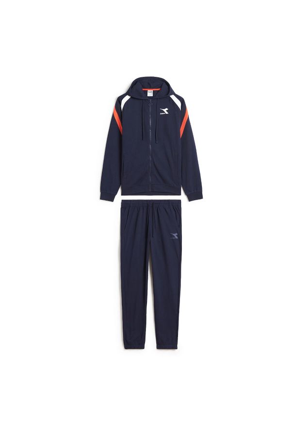 Diadora - Zestaw dresowy męski DIADORA TRACKSUIT HOODIE FZ CORE. Kolor: niebieski. Materiał: dresówka