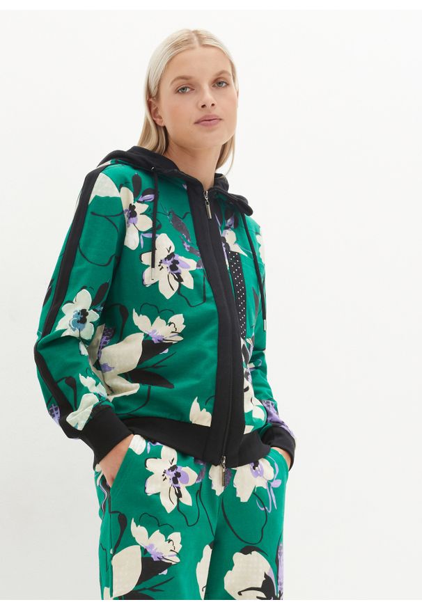 bonprix - Bluza rozpinana. Kolor: zielony. Wzór: nadruk