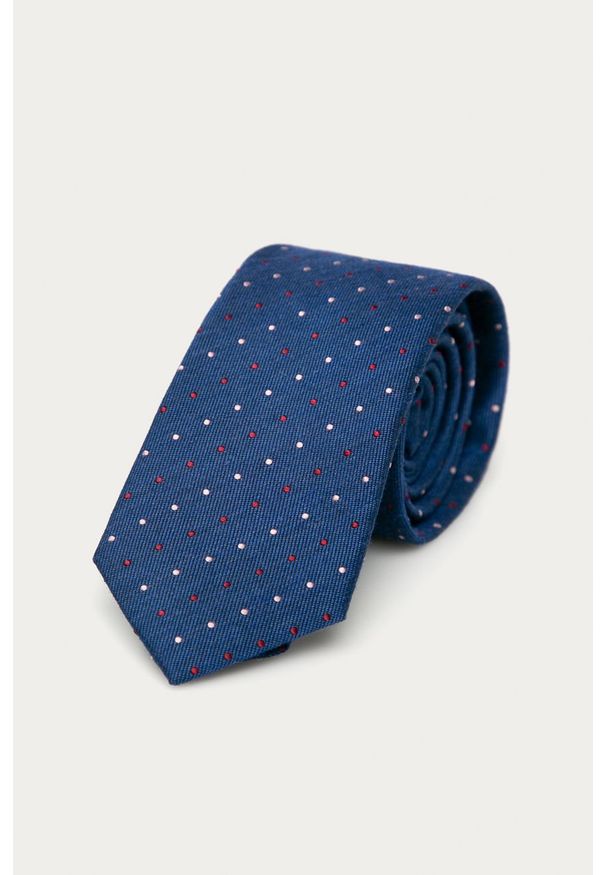 Calvin Klein - Krawat. Kolor: niebieski. Materiał: tkanina, wiskoza, jedwab