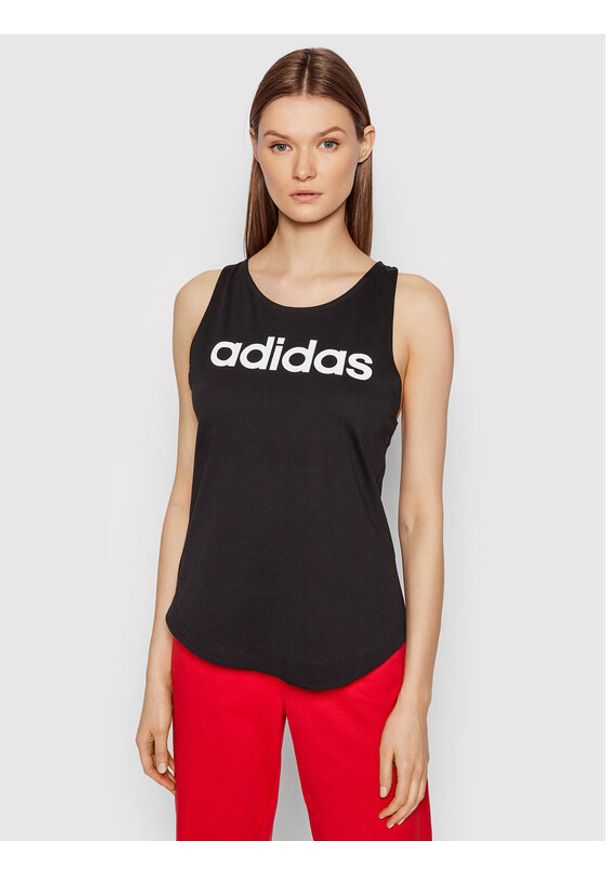 Adidas - adidas Top Essentials Logo GL0566 Czarny Regular Fit. Kolor: czarny. Materiał: bawełna