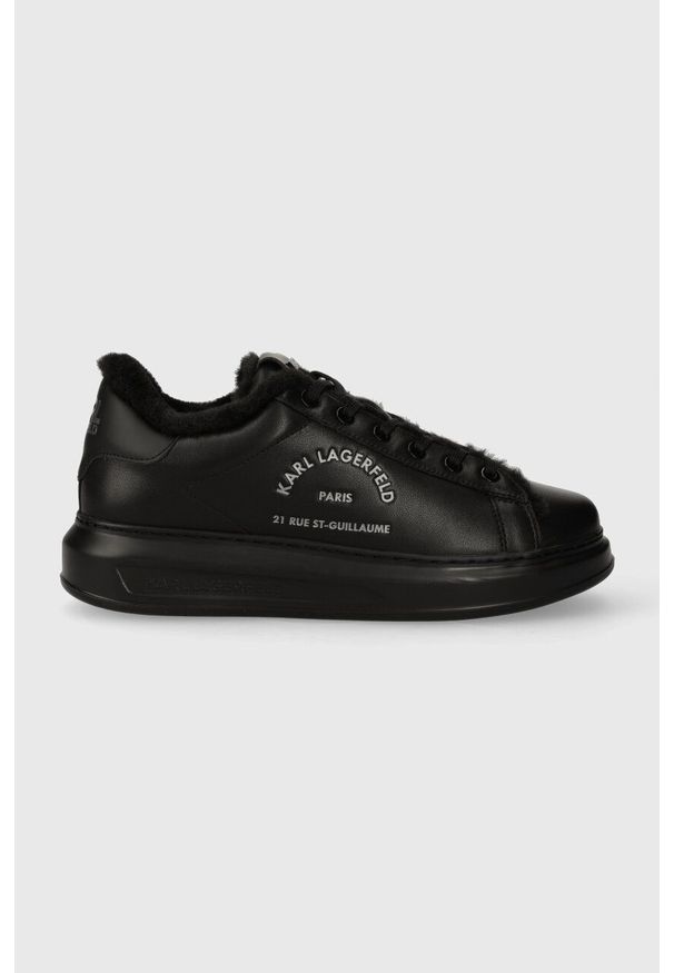 Karl Lagerfeld sneakersy skórzane KAPRI MENS kolor czarny KL52538L. Nosek buta: okrągły. Zapięcie: sznurówki. Kolor: czarny. Materiał: skóra