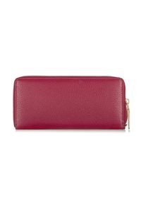 Ochnik - Różowy skórzany portfel damski na pasku. Kolor: różowy. Materiał: skóra