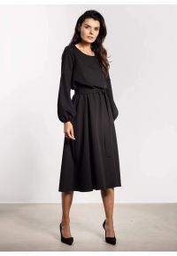 Infinite You - Elegancka sukienka rozkloszowana z długim rękawem czarna. Kolor: brązowy, czarny. Długość rękawa: długi rękaw. Styl: elegancki #3