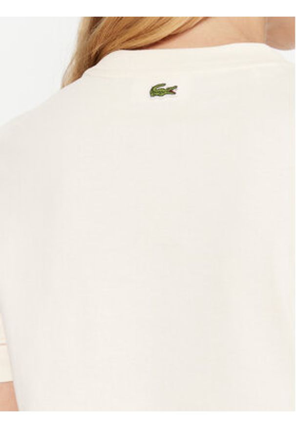 Lacoste T-Shirt TF0355 Beżowy Regular Fit. Kolor: beżowy. Materiał: bawełna