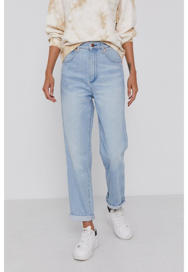 Wrangler - Jeansy Wild West. Stan: podwyższony. Kolor: niebieski
