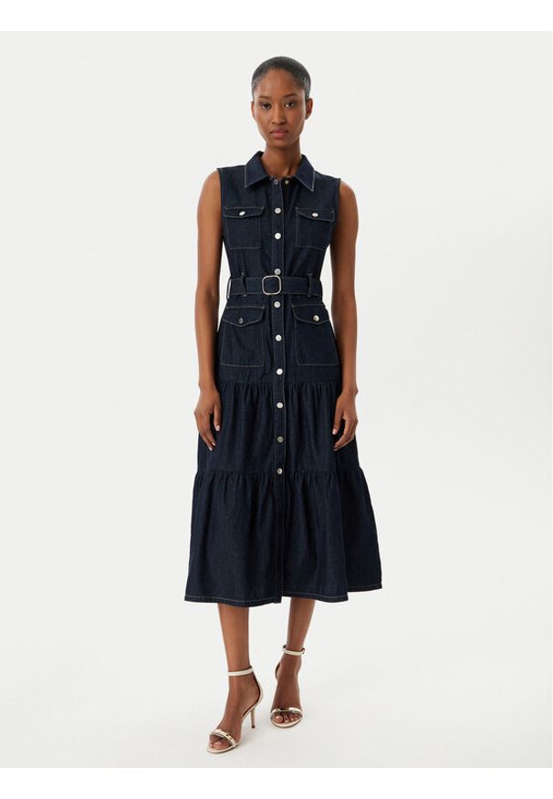 Morgan Sukienka jeansowa 251-RNAUTICA Granatowy Regular Fit. Kolor: niebieski. Materiał: bawełna