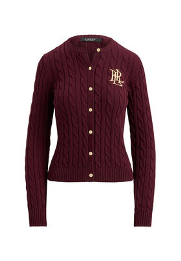Lauren Ralph Lauren - LAUREN RALPH LAUREN Kardigan 200932225014 Bordowy Regular Fit. Kolor: czerwony. Materiał: bawełna