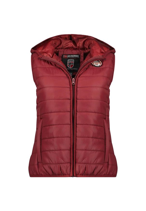 Bezrękawnik dziewczęcy Geographical Norway VATIKA HOOD EO GIRL 233, bordowy.. Typ kołnierza: kaptur. Kolor: czerwony, wielokolorowy, brązowy. Materiał: poliester. Długość rękawa: bez rękawów. Sport: turystyka piesza