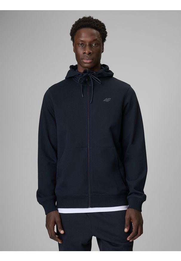 4f - 4F Bluza dresowa regular z kapturem męska - granatowa XL. Okazja: na co dzień. Typ kołnierza: kaptur. Kolor: niebieski. Materiał: dresówka. Styl: casual, sportowy