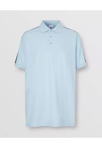 Burberry - BURBERRY - Jasnoniebieska koszulka polo. Okazja: na co dzień. Typ kołnierza: polo. Kolor: niebieski. Materiał: bawełna. Wzór: nadruk. Styl: elegancki, casual #5