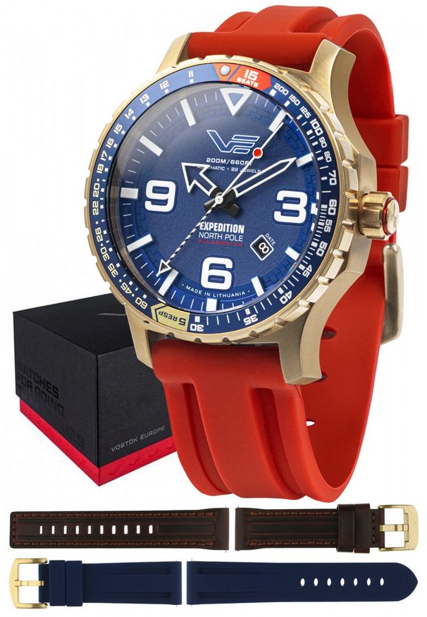 Zegarek męski Vostok Europe YN55-597B730SR czerwony. Kolor: czerwony