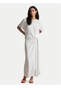 Polo Ralph Lauren Sukienka codzienna 211B18063001 Biały Relaxed Fit. Okazja: na co dzień. Typ kołnierza: polo. Kolor: biały. Materiał: lyocell. Typ sukienki: proste. Styl: casual #1