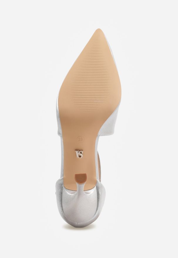 Renee - Srebrne Szpilki VICES ze Skrzyżowanymi Paseczkami i Wkładką ze Skóry Naturalnej Dalimara. Kolor: srebrny. Materiał: skóra. Obcas: na szpilce. Styl: elegancki