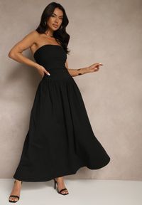 Renee - Czarna Koktajlowa Bawełniana Sukienka Bodycon Filitera. Kolor: czarny. Materiał: bawełna. Typ sukienki: bodycon. Styl: wizytowy