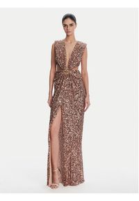 Elisabetta Franchi Sukienka wieczorowa ABR4852E2 181 Brązowy Regular Fit. Kolor: brązowy. Materiał: syntetyk. Styl: wizytowy #2