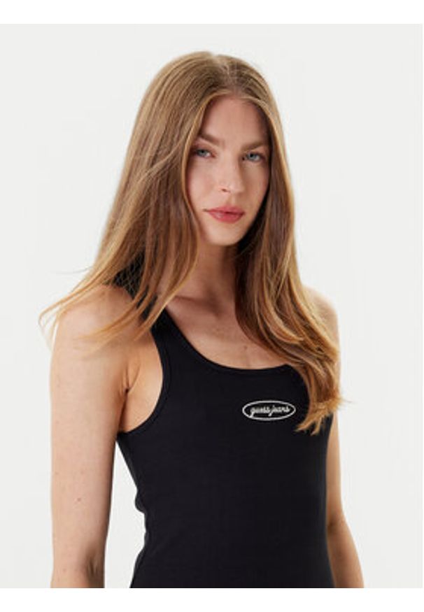 Guess Jeans Sukienka dzianinowa W5YK0I KA0H1 Czarny Regular Fit. Kolor: czarny. Materiał: bawełna