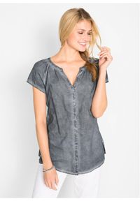 bonprix - "Bluzka bawełniana ""cold-dyed"", krótki rękaw, ze zrównoważonej bawełny". Kolor: szary. Materiał: bawełna. Długość rękawa: krótki rękaw. Długość: krótkie #1