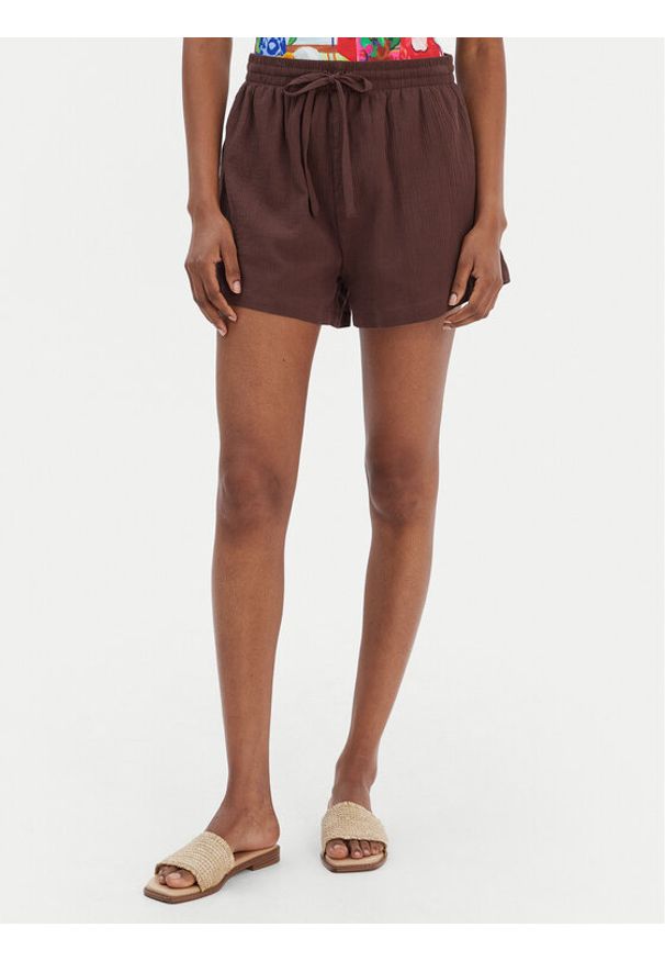 Seafolly Szorty materiałowe Crinkle 55429-SH Brązowy Regular Fit. Kolor: brązowy. Materiał: bawełna